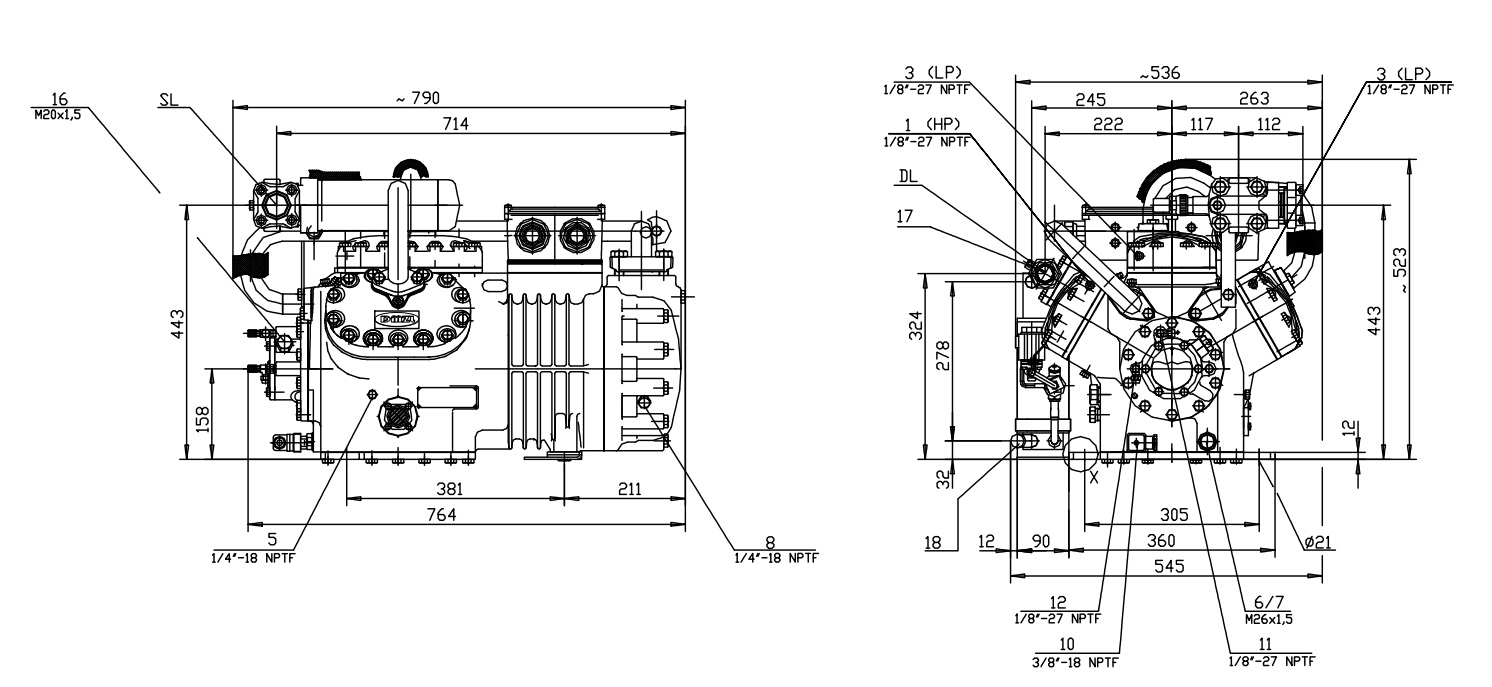 DMZL 6-Cylinder Ultra-Freezing Double-Stage Compressor ضاغط DMZL ذو 6 أسطوانات فائق التجميد على مرحلتين